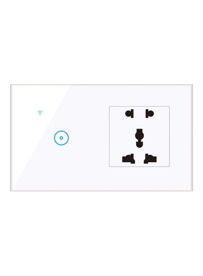 NIBEMINENT 95-250V Wi-Fi Smart Wall Outlet with 1 Gang Touch Light Switch White 15.20 x 4.50 9.20cm - Image 1