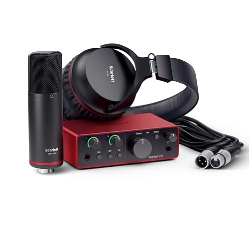 Focusrite Scarlett Solo Studio 4th Gen USB Audio Interface Bundle for the Songwriter, Guitarist or Vocalist with Condenser Microphone and Headphones for Recording, Songwriting, and Podcasting - Image 1