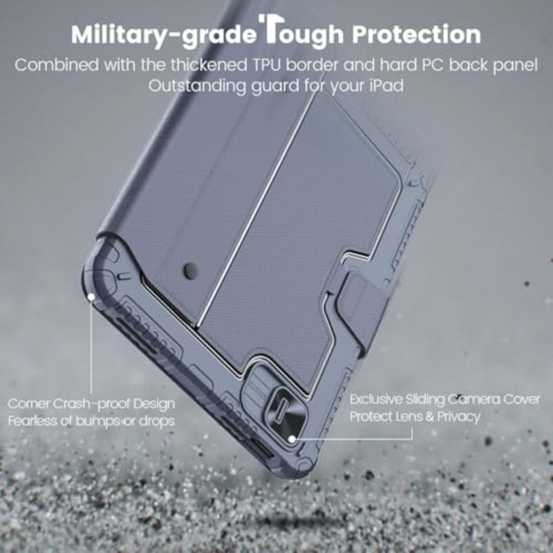 Nillkin Bumper Combo Keyboard Backlit Version Case Designed For Apple iPad 10/10.9 2022, Pen Holder/Shockproof Cover/Stand/Trackpad and Removable keyboard - Grey - Image 5