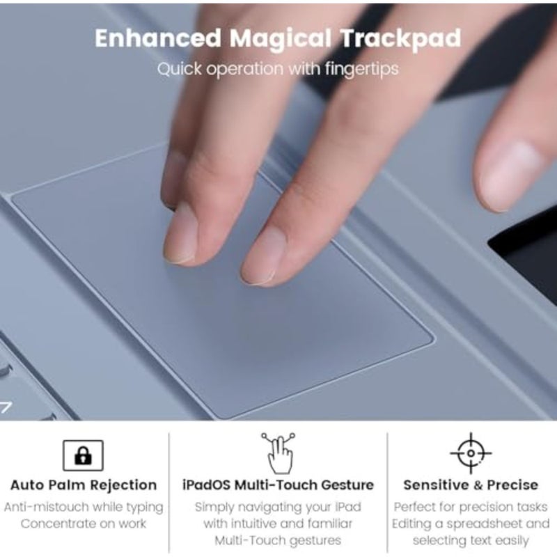Nillkin Bumper Combo Keyboard Backlit Version Case Designed For Apple iPad 10/10.9 2022, Pen Holder/Shockproof Cover/Stand/Trackpad and Removable keyboard - Grey - Image 4