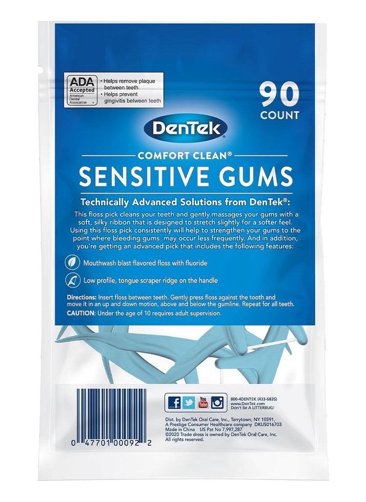 Dentek - Comfort Clean F Floss Pick | Silky Tape | Tight Teeth Sensitive Gums | 30 Pcs - Image 1