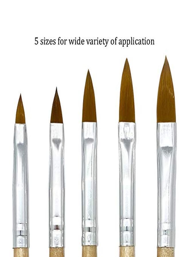 Winstonia Acrylic Nail Brush Set 5 Pcs Size 246810 Professional Brushes Kit Oval Shape For Liquid And Powder Uses Salon Quality - Image 4