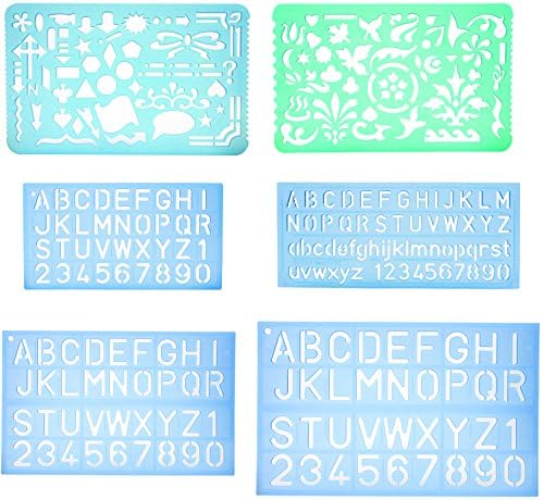 Yosogo Set of 2 Artistic Drafting Templates & 4 ABC Lettering Stencil Plates | Durable and Lightweight Plastic for Art, Craft, and Learning Projects - Image 2