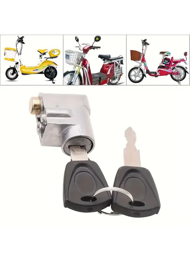 Heavy Duty 2pcs Set Electric Bicycle Motorcycle Anti Theft Battery Box Lock Metal - Image 4