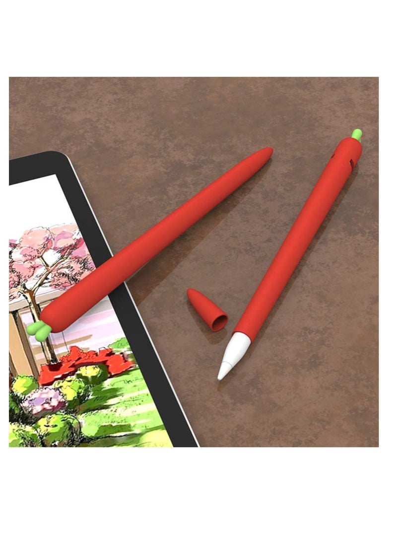 Excefore Compatible for Apple Pencil Sleeve 2nd Generation Holder, Carrot Shaped Stylus Sleeve Cover Silicone Screen Touch Pen Grip Holder Compatible for Apple Pencil - Image 3