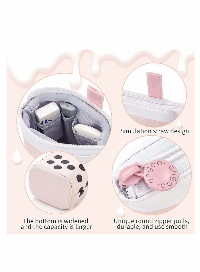 Excefore Cute Boba Milk Tea Pen Pencil Telescopic Holder Stationery Case with Kawaii Smile Face, Standing Pencil Case, Cute Stationery - Image 3