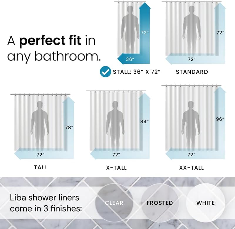 LiBa Waterproof Plastic Shower Curtain - Bathroom Shower Curtain Premium PEVA Non-Toxic with Rust Proof Grommets Frosted 8G Bathroom Accessories 36x72 - Frosted - Image 2