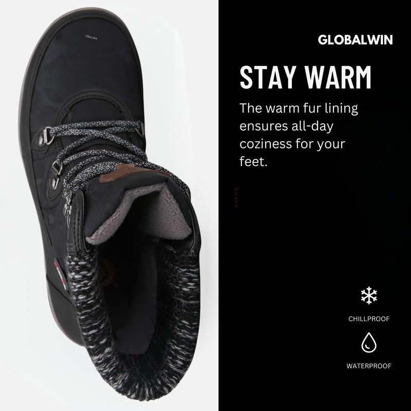 GLOBALWIN Women's Snow Boots Comfortable Black Boots For Women Waterproof Mid-Calf Winter Boots For Women With Fleece Lining And Non Slip Outdoor Sole Size 6.5M - Image 4