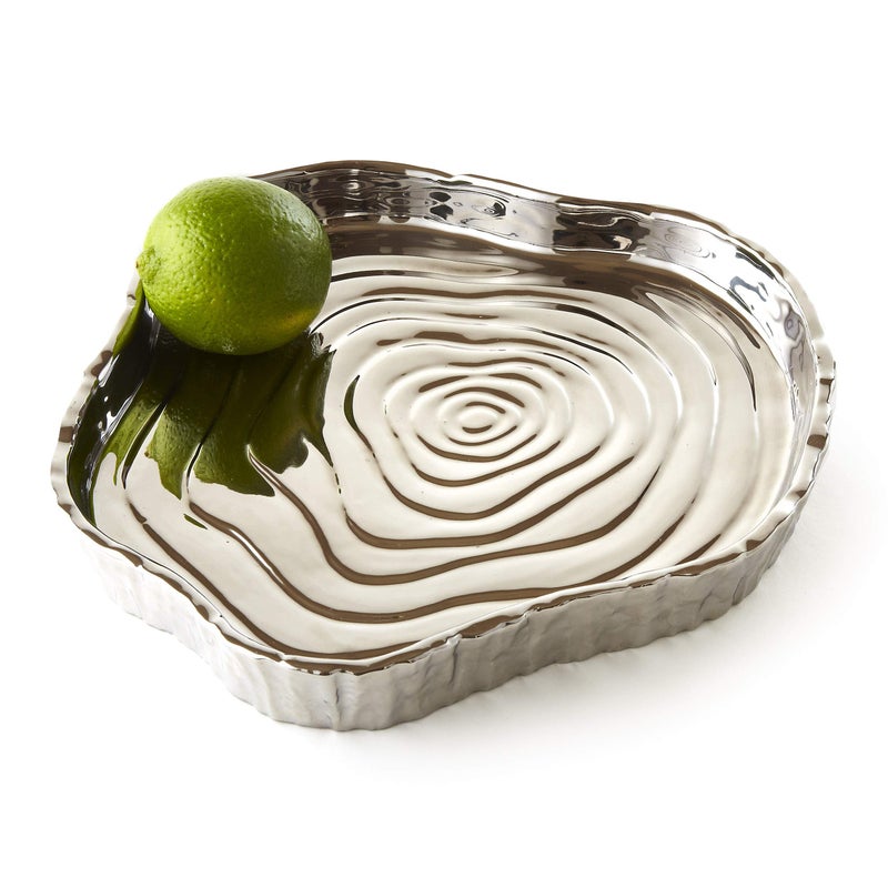 Elegance - 69110 Elegance Tree Bark Porcelain Serving Tray, 8.75 Inch, Silver - Image 2