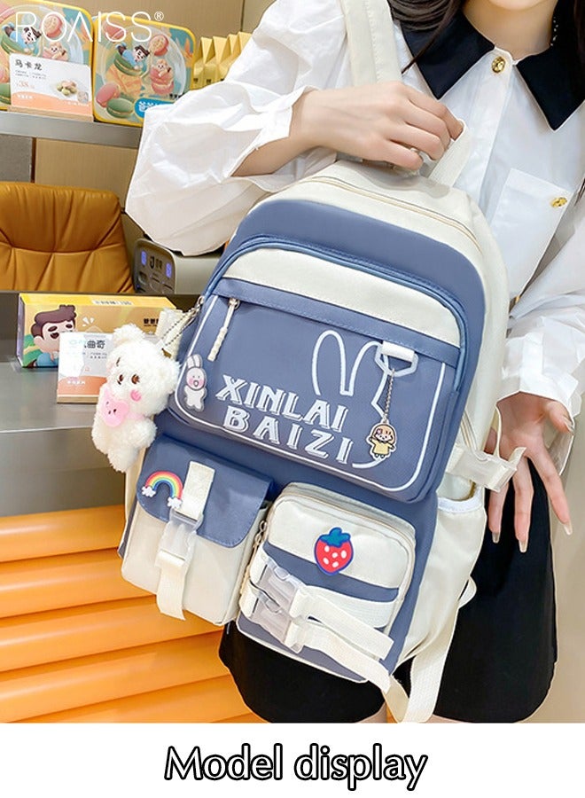 roaiss 5-Piece Large-Capacity Oxford Cloth Printed Backpack Student Daily School Multi-Piece Combination Waterproof Bag  - Image 5