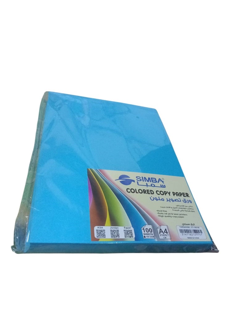 Simba copy paper pack 100 sheets 150 gsm sky blue A4 model FT-160-08