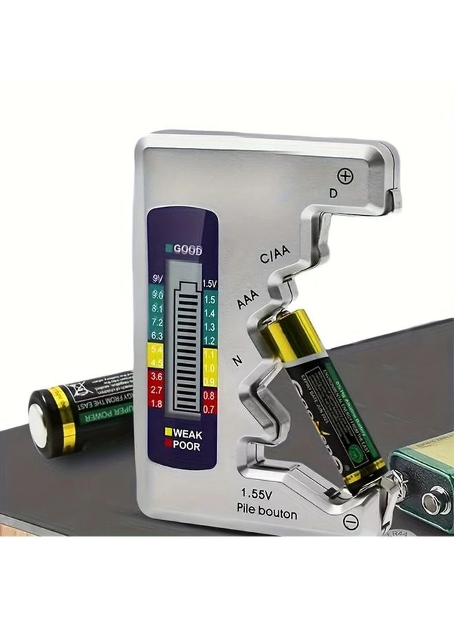 Silvery Black Portable BT 886 Battery Tester AA AAA 9V 1 5V Lithium Button Capacity Voltage Load Diagnostic Tool Digital LCD Display - Image 5