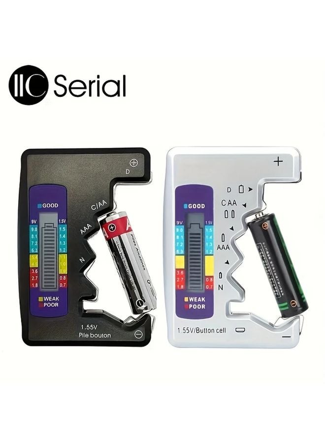 Silvery Black Portable BT 886 Battery Tester AA AAA 9V 1 5V Lithium Button Capacity Voltage Load Diagnostic Tool Digital LCD Display - Image 2