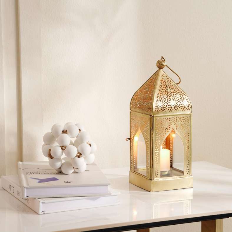Haya Metal Lantern 10x10x26cm - Gold - 112EEP9900023