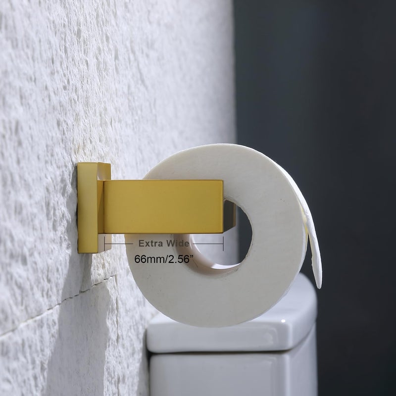 TASTOS Toilet Paper Holder Brushed Gold  Toilet Tissue Roll Holders Dispenser and Hangers Wall Mounted for Bathroom & Kitchen  Stainless Steel Modern Square Style - Image 5