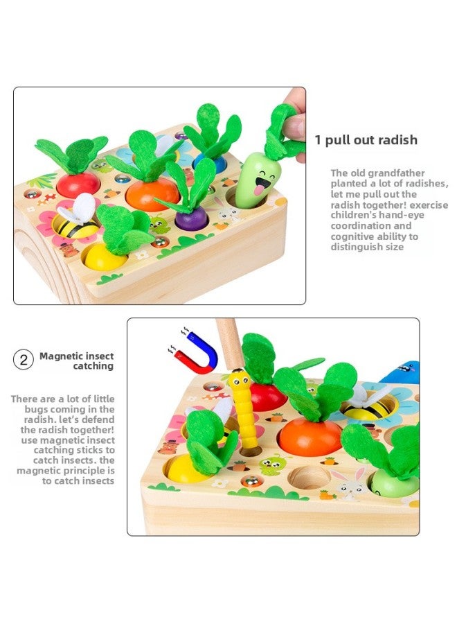 Baby Grasping Training Toys Fine Building Blocks Splicing Radish Catching Insects Puzzle Early Education Boys And Girls 1-2 Years Old-Color:Radish Pulling Fishing Toy - Image 4