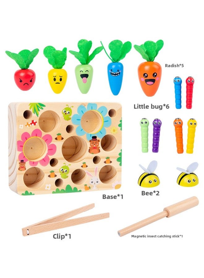 Baby Grasping Training Toys Fine Building Blocks Splicing Radish Catching Insects Puzzle Early Education Boys And Girls 1-2 Years Old-Color:Radish Pulling Fishing Toy - Image 3