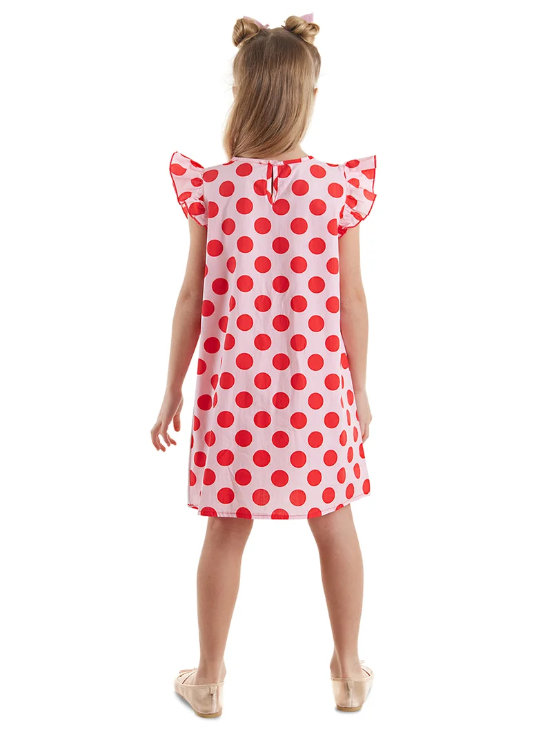 دينوكيدس فستان بوبلين لامع بتصميم قطة