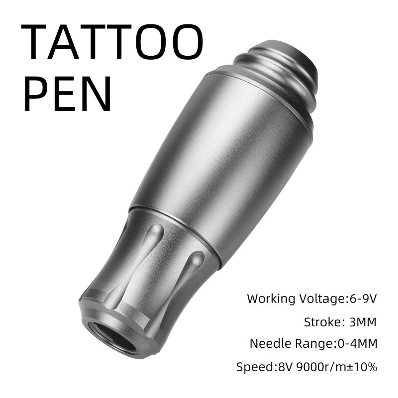 Silver gray Holy Flame RCA interface electroplated aluminum alloy short pen motor tattoo machine rotary tattoo pen (including hook line) 1pc - Image 5