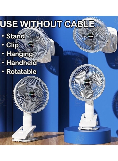 مروحة صغيرة محمولة باليد مزودة ب3 إعدادات للسرعة ومنفذ USB مع حامل