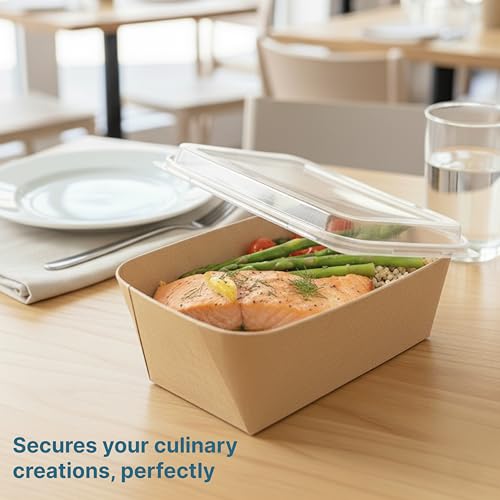 Kaagat® Disposable Containers For Food with Lids | Rectangular Meal Prep Containers & Take Out Box | Microwave & Fridge Safe Food Storage Containers, Food Packing Box For Kitchen - 500ml, 50 Pack - Image 2