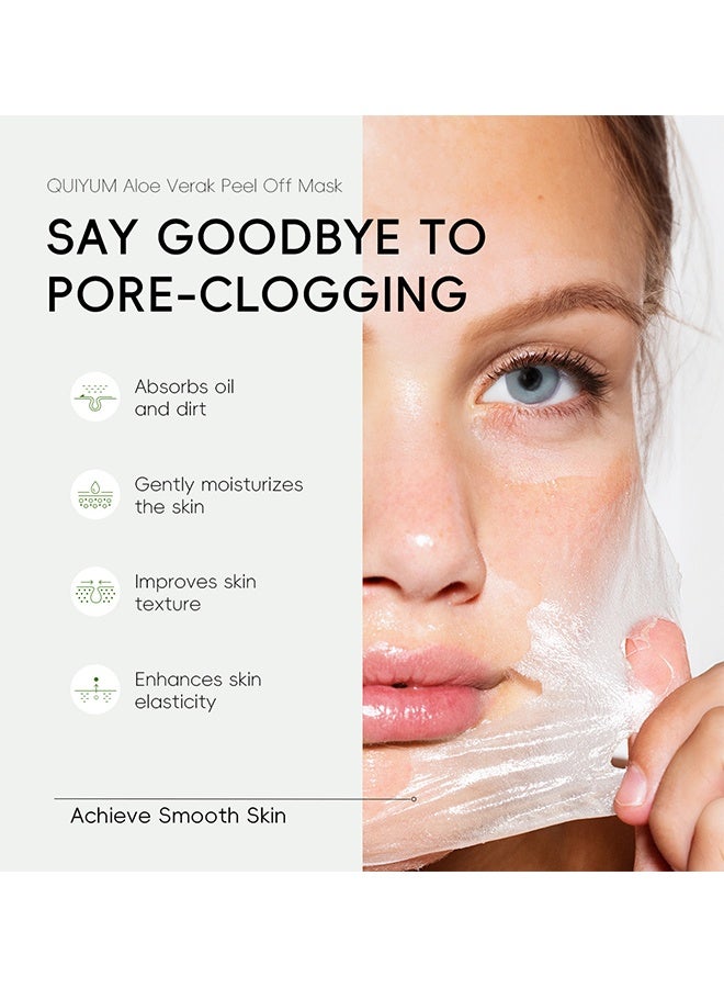 QUIYUM Aloe Vera Peel Off Mask, Exfoliating Hydro Jelly Masks for Facials, Moisturizing, Refreshing, Pores Cleansing, Oil Control, Soothes & Strengthens Skin Barrier for All Skin Types - Image 5