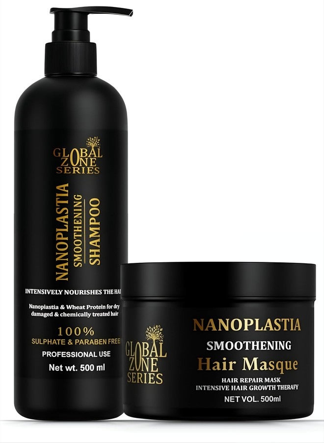 Nexify india Global Zone Series Nanoplastia Hair Care Set, Smoothening Shampoo and Hair Masque, 500 ml Each, Sulphate and Paraben Free - Image 1