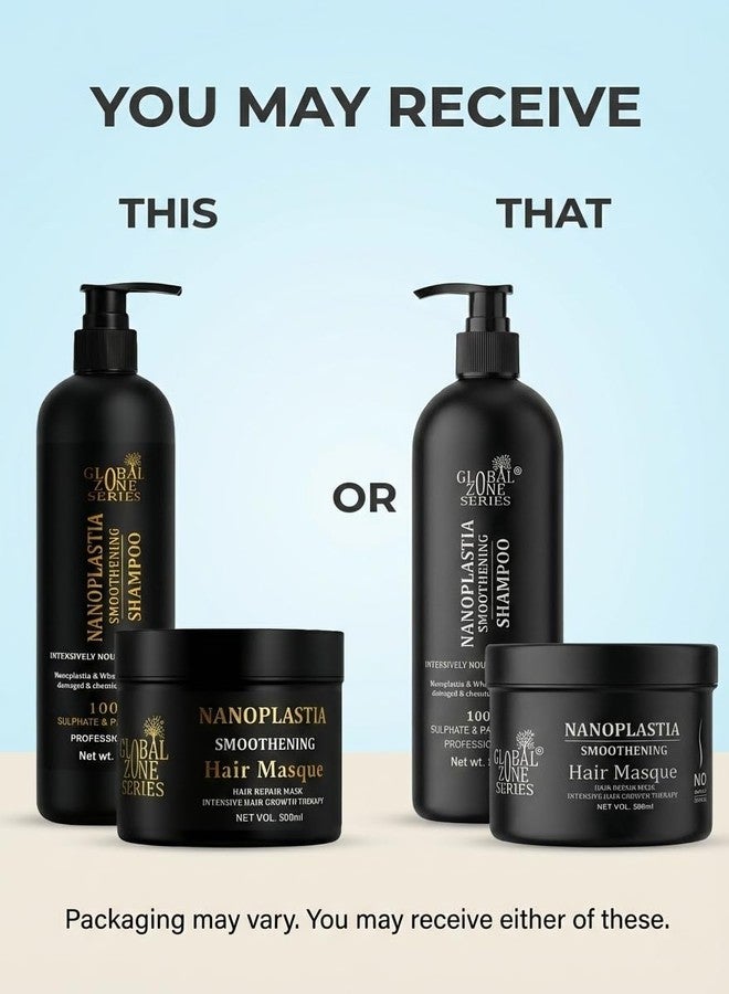 Nexify india Global Zone Series Nanoplastia Hair Care Set, Smoothening Shampoo and Hair Masque, 500 ml Each, Sulphate and Paraben Free - Image 2