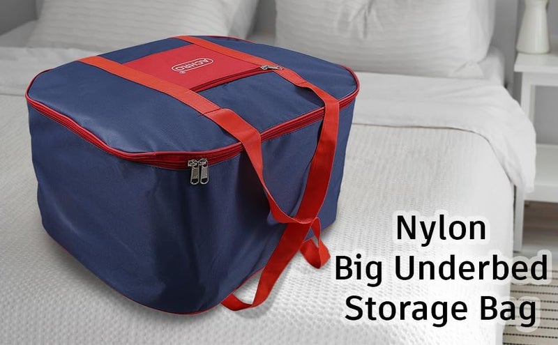 ACHRO 2 Pack Moisture Proof Nylon Large Size Underbed Storage Bag For Clothes/Bedsheets/Toys/Blankets/Bedsheets Storage Bag Blue Red (54 x 46 x 28 cm) -Multipurpose, Rectangular - Image 3