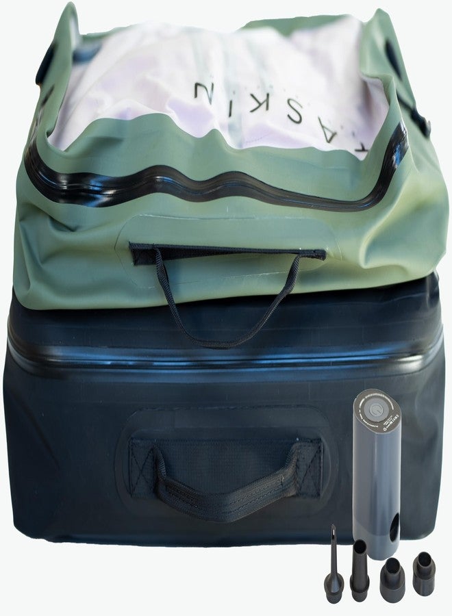 Taskin AirMAX | Heavy-duty Vacuum Compression Packing Cubes | 2X Set (1X Black + 1X Olive Green) + Mini Pump - Image 1