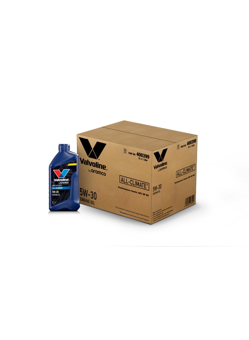 Valvoline Semi Synthetic All Climate 5W30 Engine Oil 12X1L - Image 1