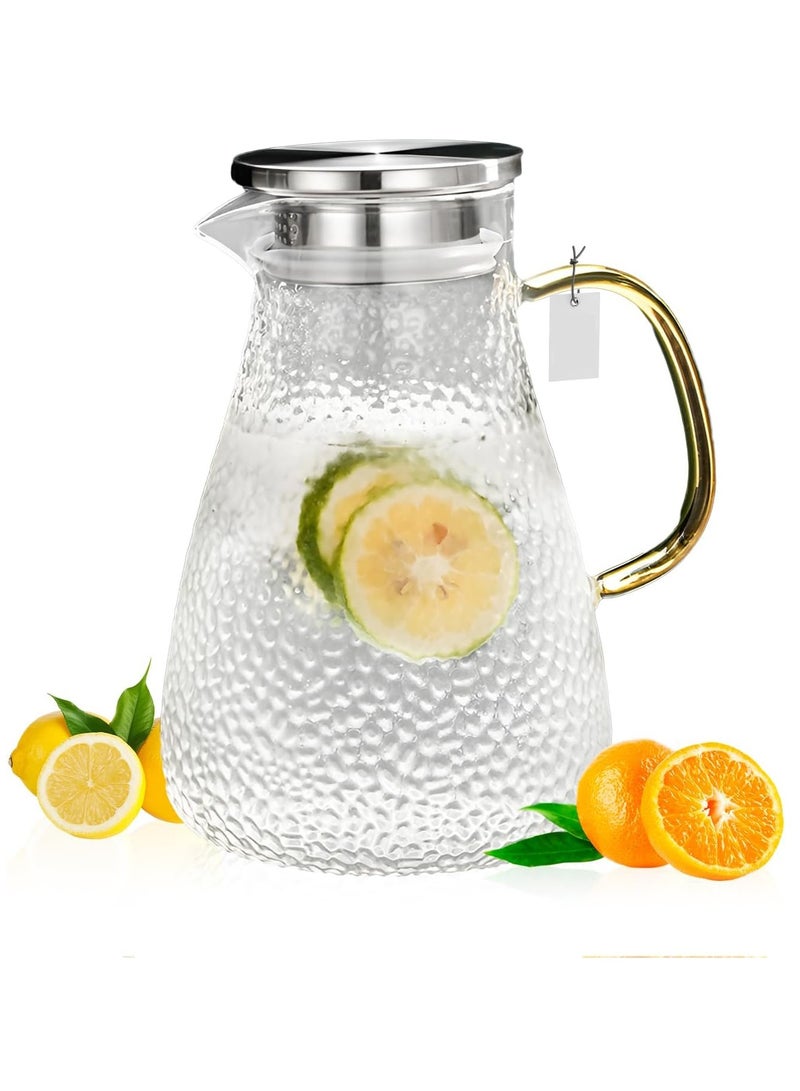 Oasisgalore 64 oz Glass Pitcher with 2-in-1 Silicone Lid, Leak Proof Spout Water Carafe for Hot/Cold Beverages.  - Image 1
