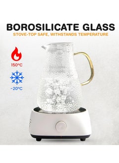 Oasisgalore 64 oz Glass Pitcher with 2-in-1 Silicone Lid, Leak Proof Spout Water Carafe for Hot/Cold Beverages.  - Image 3