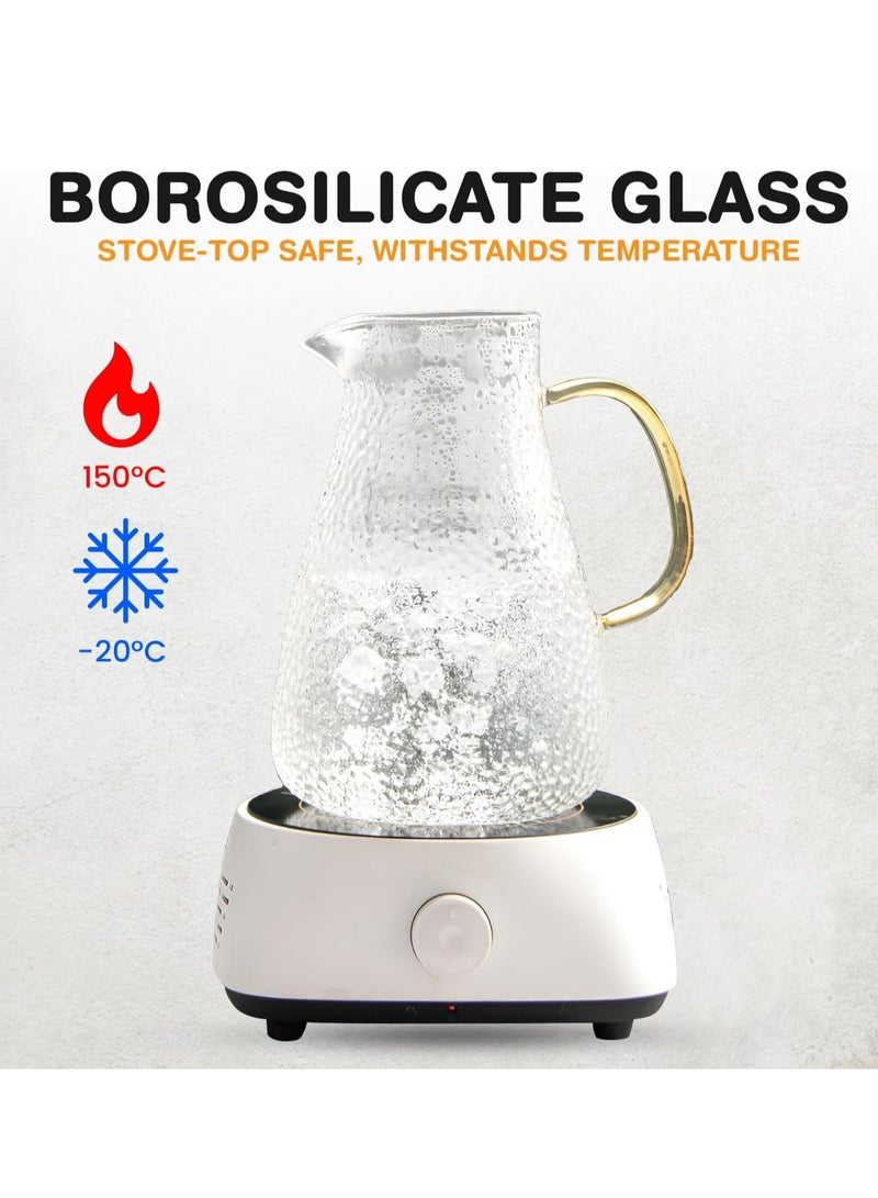 Oasisgalore 64 oz Glass Pitcher with 2-in-1 Silicone Lid, Leak Proof Spout Water Carafe for Hot/Cold Beverages.  - Image 3