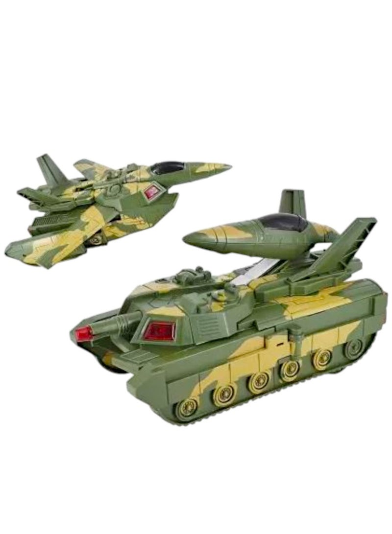 Toy Box 2 in 1 Transformer Tank Aircraft Convertible Tank & Jet Fighter Airplane Toy  - Image 1