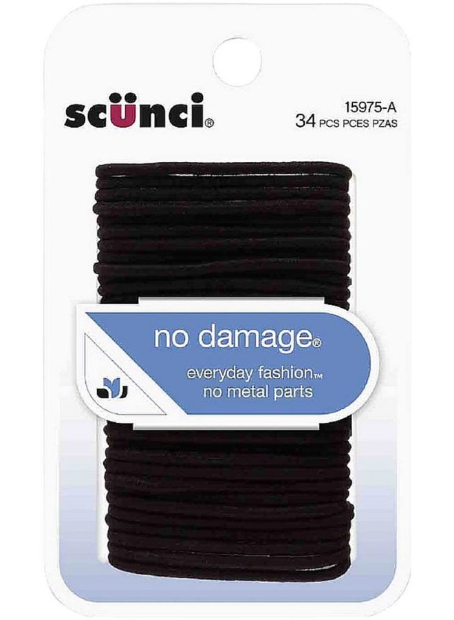 No Damage Hair Elastics, Small, Black 34 ea (Pack of 3)