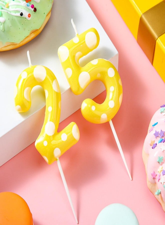 Conelist Sponge Birthday Number Candle Yellow Sponge Print Themed Birthday Candles Numeral Birthday Cake Topper for Sponge Themed Birthday Sponge Fans Party Decoration Supplies (Number 25) - Image 2