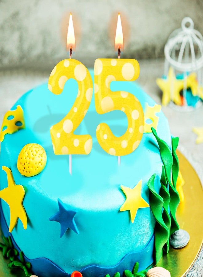 Conelist Sponge Birthday Number Candle Yellow Sponge Print Themed Birthday Candles Numeral Birthday Cake Topper for Sponge Themed Birthday Sponge Fans Party Decoration Supplies (Number 25) - Image 4