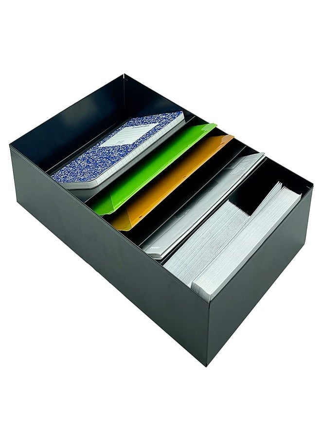 Huron Stationery Holder For Desk and Drawer 4 Slot, Black Steel