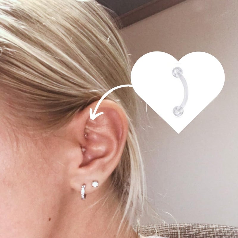 FECTAS 16G Clear Flexible Plastic Daith Rook Earrings Eyebrow Rings Curved Barbells Belly Piercing Retainers 15PCS - Image 3