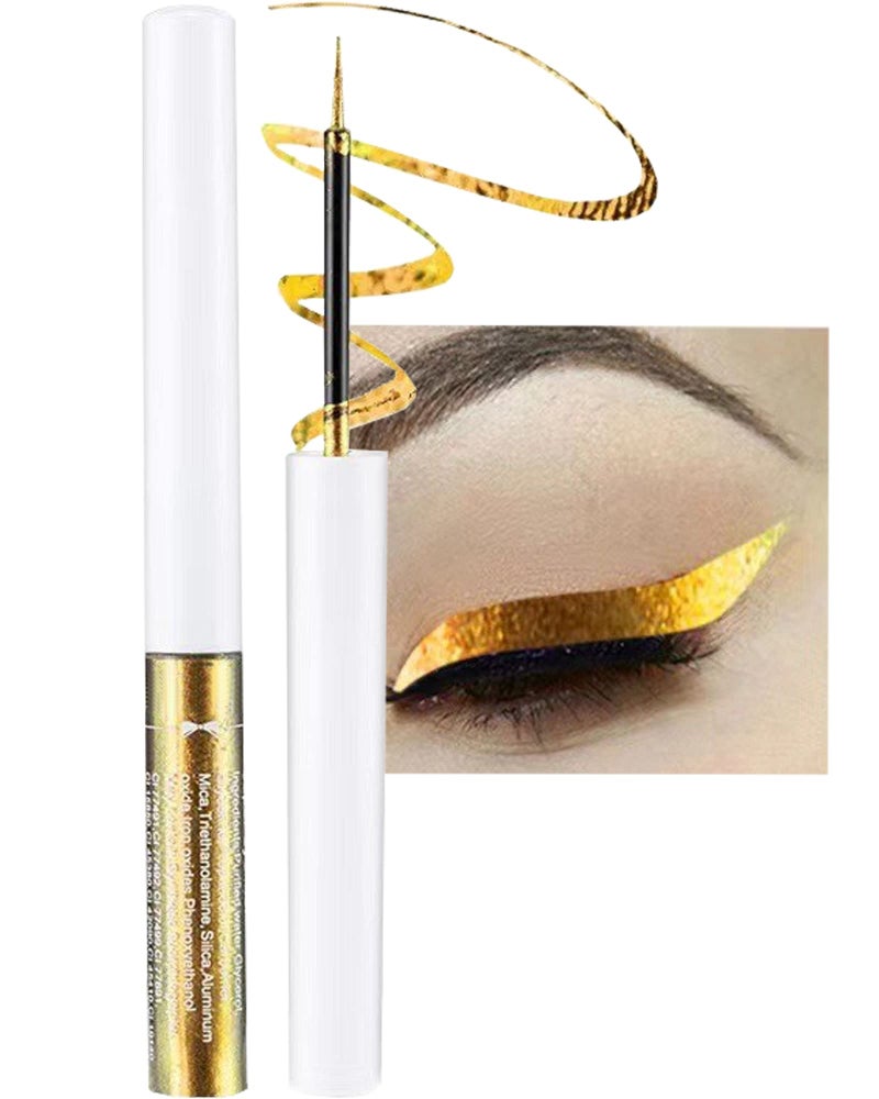 LYSdefeu Chameleon Glitter Eyeliner Liquid1Pcs Gold Metallic HighPigmented Colored Makeup Glitter Pen for Eye Liner Eyeshadow UltraFine Tip Multichrome EyelinerChristmas Makeup Gift for Women Girl01 - Image 3