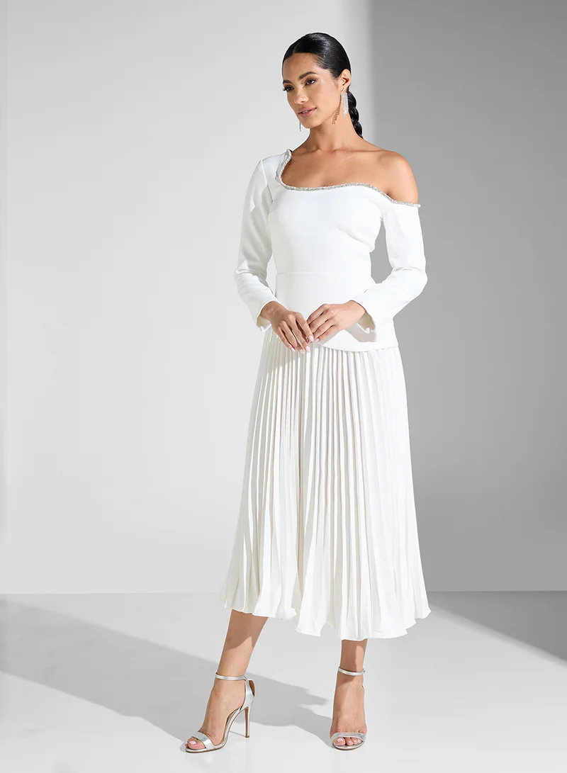 Threadz by Ajooni Pleated Asymmetric Dress