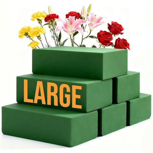 gorsent Pack of 6 Floral Foam Blocks, 8.9"x4.1"x2.7" Dry and Wet Flower Foam for Fresh and Artificial Flowers, Florist Styrofoam Flower Arrangements Supplies, Decorations for Wedding, Birthdays and Garden - Image 1