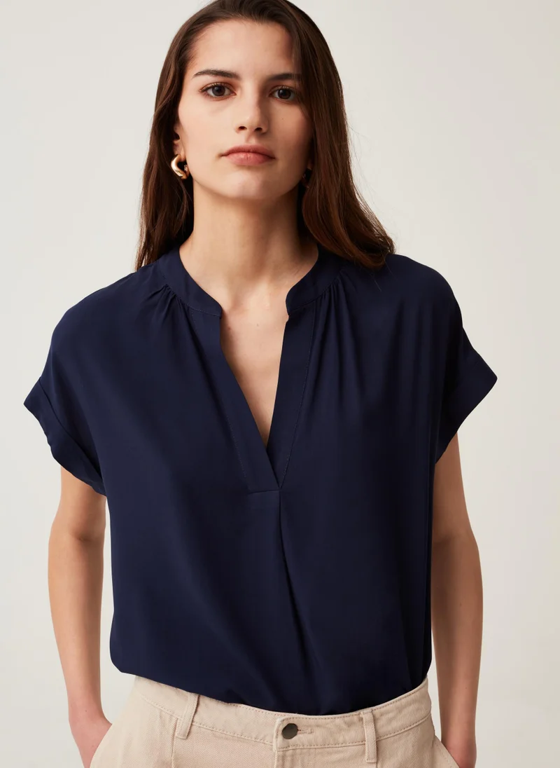 Ovs Sustainable viscose blouse with V neck