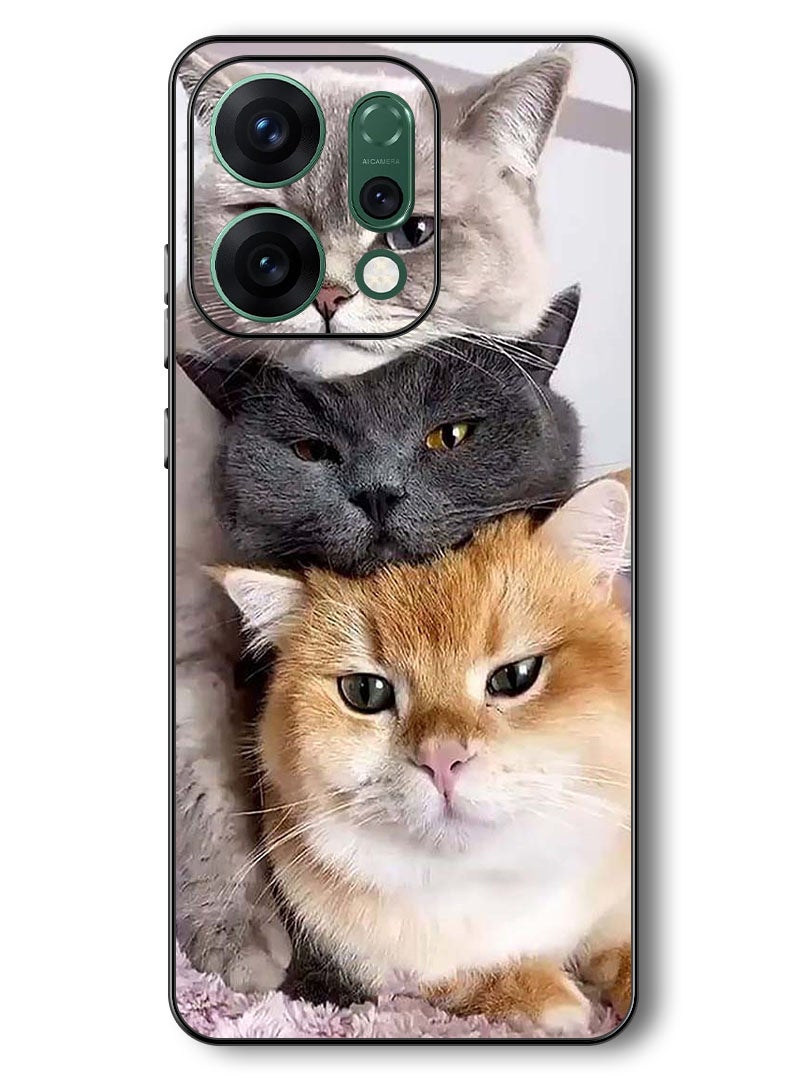 Theodor Case Compatible with Oppo Reno 14 6.59 Inch Protection Shockproof Bumper Cover Cats - Image 1