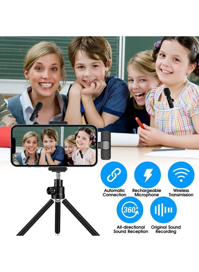 Poise3EHome 2 Pack Wireless Lavalier Microphone for iPhone iPad, Lapel Mics Plug-Play 2.4G Ultra-Low Delay Built-in Noise Reduction Chip 8H Working Time for Video Recording Interview Podcast Vlog YouTube  - Image 4