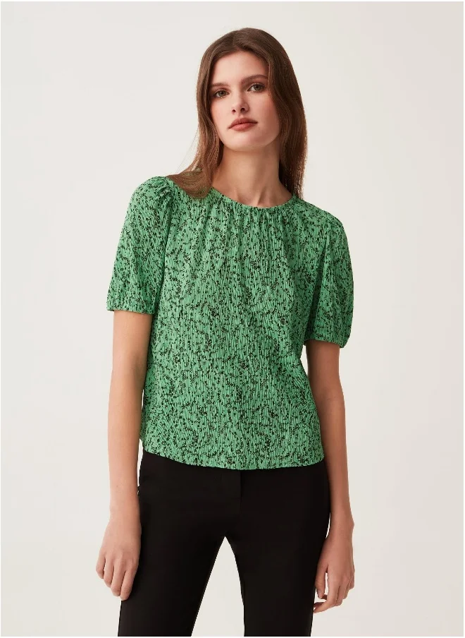 Ovs Ovs Crêpe T-Shirt With Micro Print