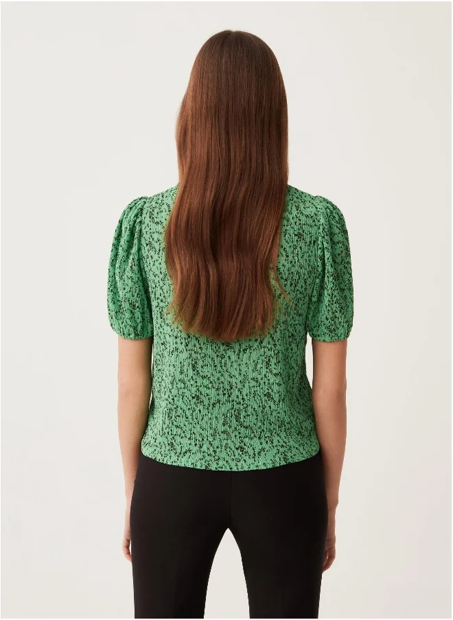 Ovs Ovs Crêpe T-Shirt With Micro Print