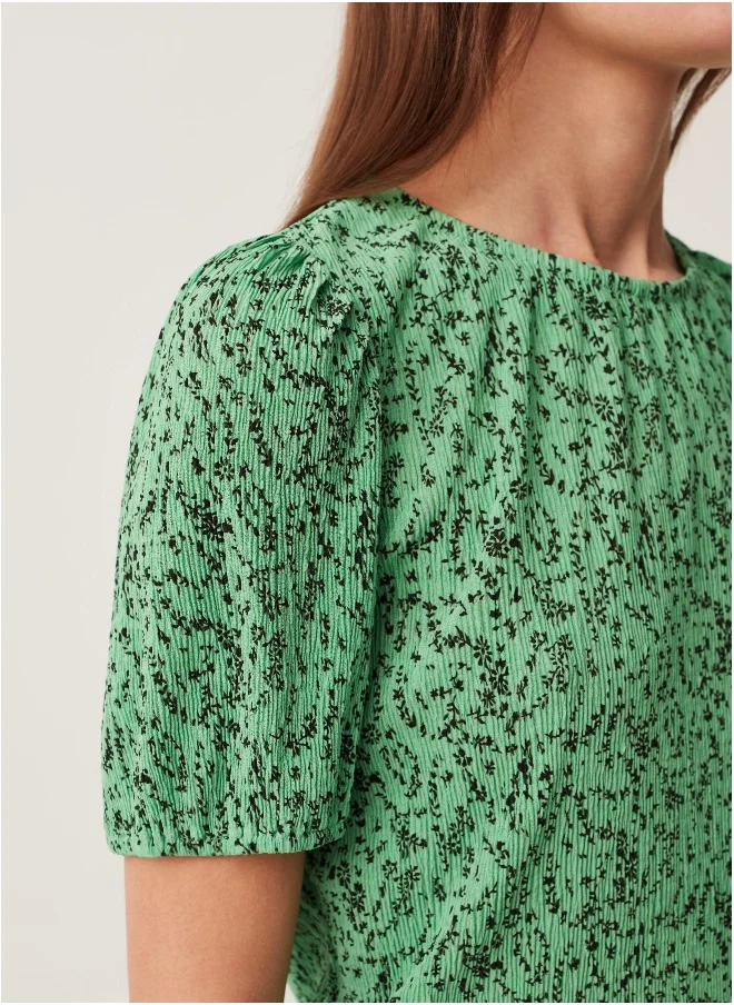او في اس Ovs Crêpe T-Shirt With Micro Print