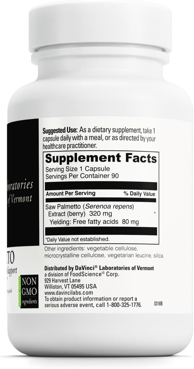 DAVINCI Labs Saw Palmetto  Dietary Supplement to Support Proper Prostate Health Function Premenstrual Needs and Lactation  with Saw Palmetto Berry Extract  GlutenFree  90 Vegetarian Capsules - Image 2